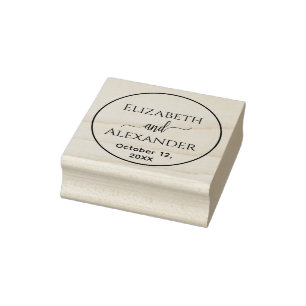Einfacher runder Rahmen Braut Bräutigam Namen Datu Gummistempel