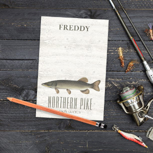 Einfacher Rustikaler Holz Natur Angler Hecht Post-it Klebezettel