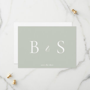 Einfacher Sage- und Weißer Monogramm-QR-Code zur S Save The Date