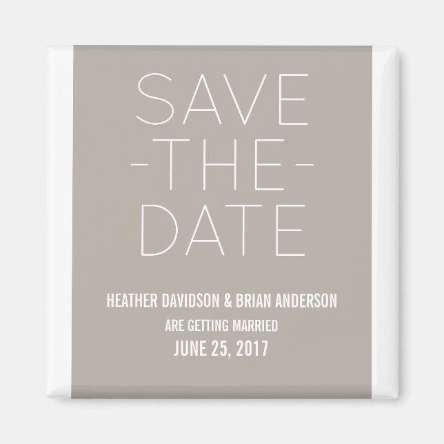 Einfacher Save the Date Magnet, Beige Magnet (Vorne)