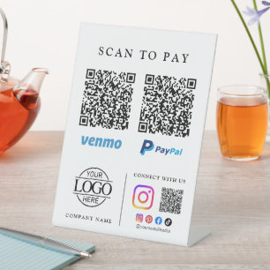 Einfacher Scan-Zahlungs-QR-Code Geschäft-Logo Tisc Sockelschild
