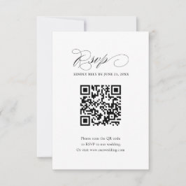 Einfacher Schwarz-Weiß-Hochzeits-QR-Code RSVP Karte