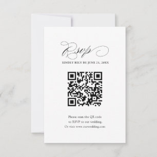 Einfacher Schwarz-Weiß-Hochzeits-QR-Code RSVP Karte