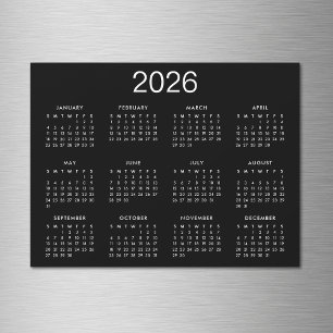 Einfacher Schwarz-Weiß-Kalendermagnet 2024 Magnetkarte