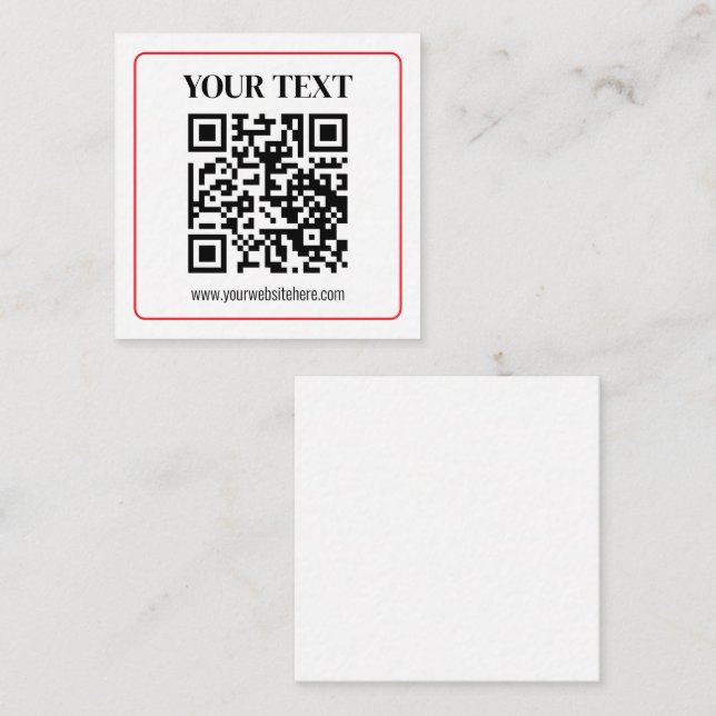 Einfacher Schwarz-Weiß-QR-Code mit rotem Rand Begleitkarte (Vorne/Hinten)