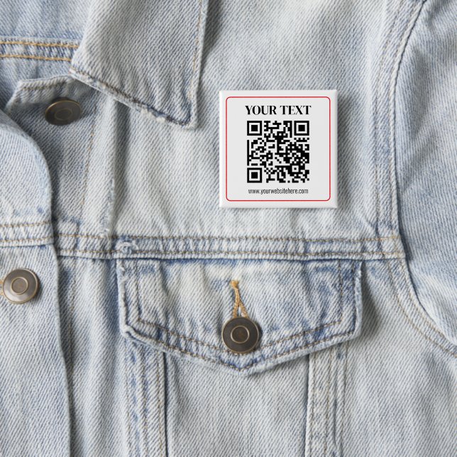 Einfacher Schwarz-Weiß-QR-Code mit rotem Rand Button (Beispiel)