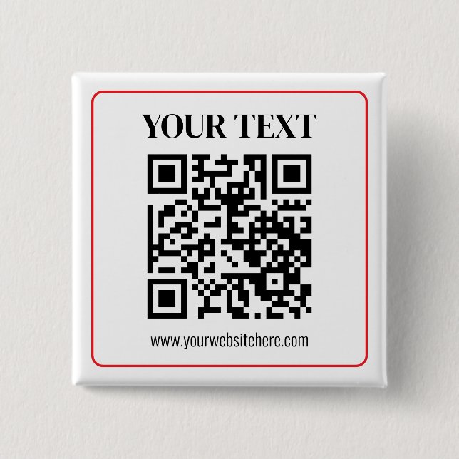 Einfacher Schwarz-Weiß-QR-Code mit rotem Rand Button (Vorderseite)
