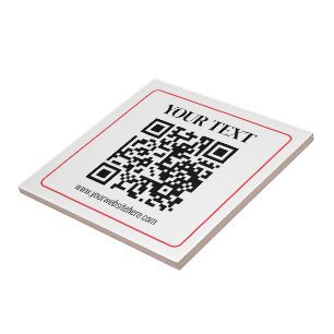 Einfacher Schwarz-Weiß-QR-Code mit rotem Rand Fliese