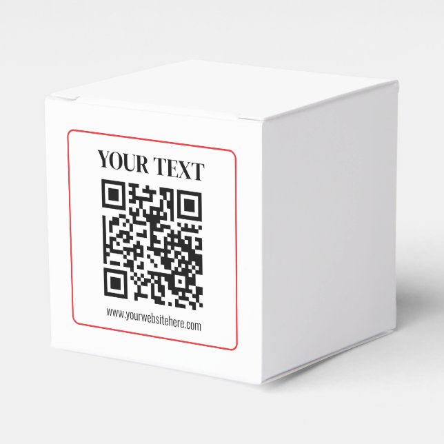 Einfacher Schwarz-Weiß-QR-Code mit rotem Rand Geschenkschachtel (Vorderseite)