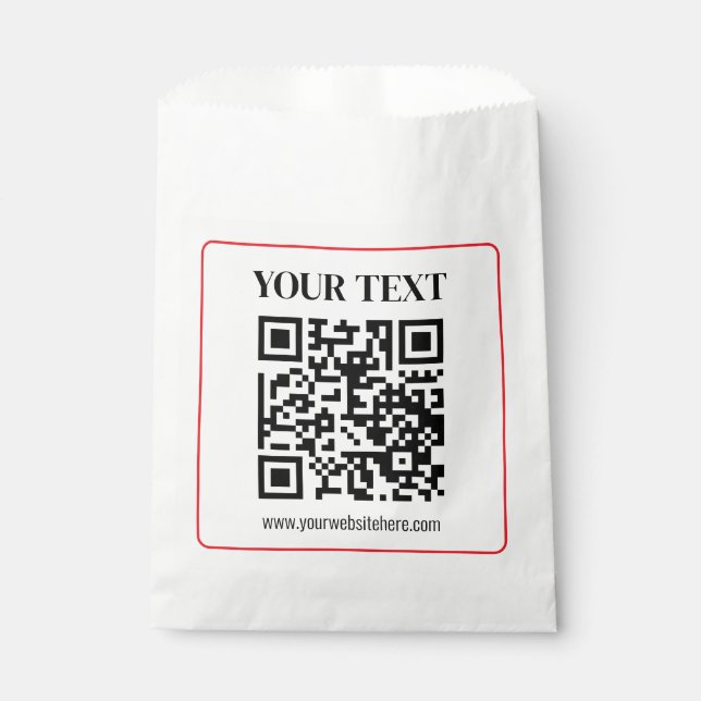 Einfacher Schwarz-Weiß-QR-Code mit rotem Rand Geschenktütchen (Vorderseite)