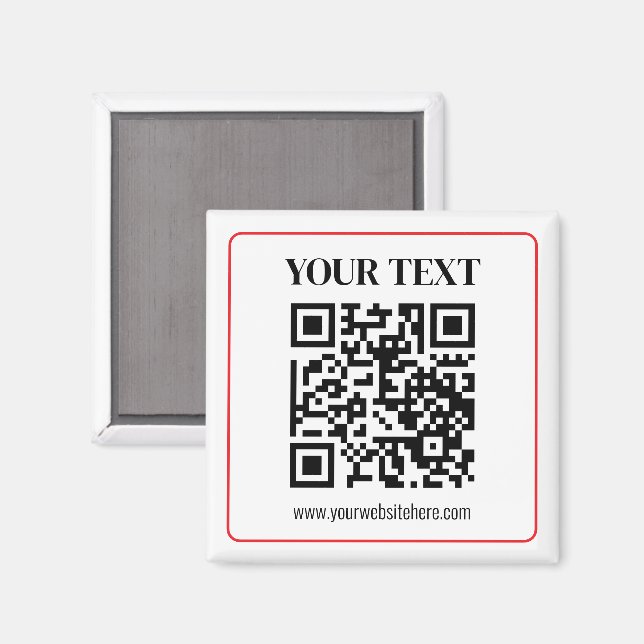 Einfacher Schwarz-Weiß-QR-Code mit rotem Rand Magnet (Vorderseite/Rückseite)