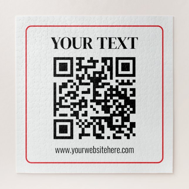 Einfacher Schwarz-Weiß-QR-Code mit rotem Rand Puzzle (Vertikal)