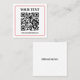 Einfacher Schwarz-Weiß-QR-Code mit rotem Rand Quadratische Visitenkarte