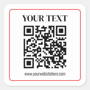 Einfacher Schwarz-Weiß-QR-Code mit rotem Rand Quadratischer Aufkleber