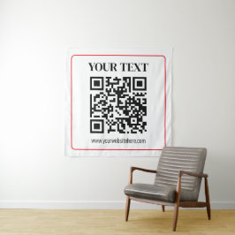 Einfacher Schwarz-Weiß-QR-Code mit rotem Rand Wandteppich