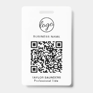 Einfacher Schwarz-Weiß-QR-Code-Mitarbeiter-Ausweis Ausweis