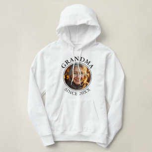 Einfacher Schwarzer Text und Foto Oma Seit Hoodie