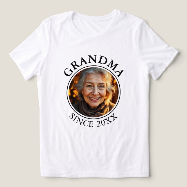 Einfacher Schwarzer Text und Foto Oma Seit Tri-Blend Shirt (Design Vorderseite)