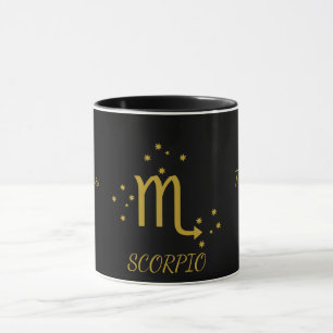 Einfacher schwarzer und goldener Skorpion-Sternzei Tasse