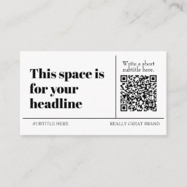 Einfacher schwarzer und weißer QR-Code individuell Visitenkarte