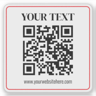 Einfacher Schwarzweiß-QR-Code mit rotem Rand Aufkleber