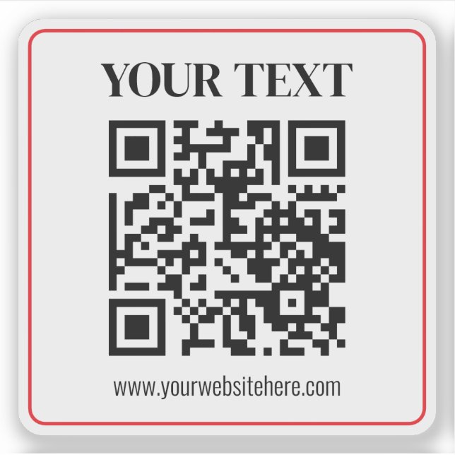 Einfacher Schwarzweiß-QR-Code mit rotem Rand Aufkleber (Vorderseite)