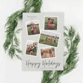 Einfacher Script Happy Holidays 5 Foto Collage Feiertagskarte