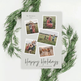 Einfacher Script Happy Holidays 5 Foto Collage Feiertagspostkarte