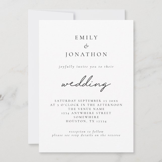 Einfacher Skript-QR-Code zur Hochzeit Einladung (Vorderseite)
