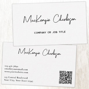 Einfacher Skriptname und Text-QR-Code Visitenkarte
