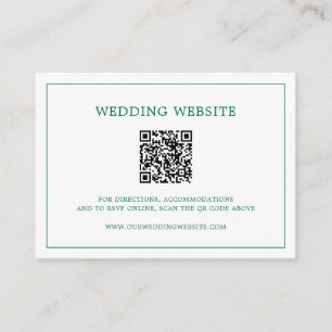 Einfacher Smaragdgrüner Monogramm-QR-Code-Hochzeit Begleitkarte