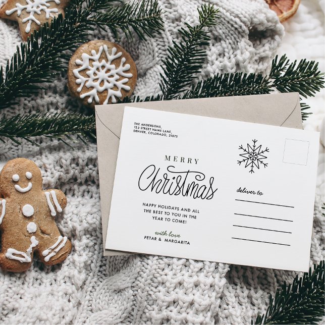 Einfacher Snowflake-Minimal Feiertagspostkarte (Von Creator hochgeladen)