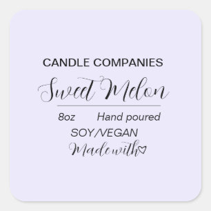 Einfacher Soja-Veganer-Kerzenhersteller-Geschäft  Quadratischer Aufkleber