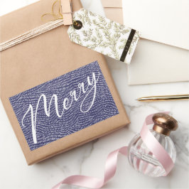 Einfacher Spaß Blue Doodle Frohe Weihnachtsfeierta Rechteckiger Aufkleber