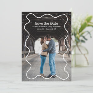 Einfacher Squiggle-Rahmen-Foto Moderne Hochzeit Save The Date