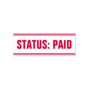 Einfacher "STATUS: ZAHLENDE" GummiBriefmarke Permastempel