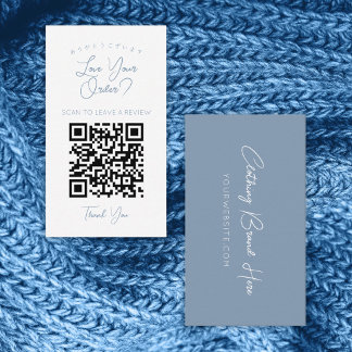 Einfacher Staubblauer Skript-QR-Code Hinterlasse e Visitenkarte