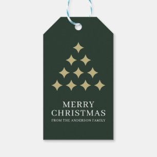 Einfacher Sternenbaum grün Frohe Weihnachten Geschenkanhänger