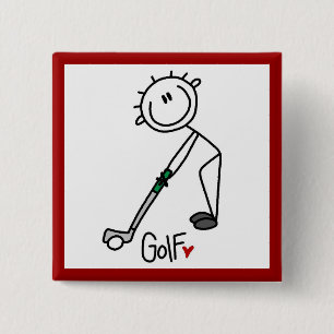 Einfacher Stockfigur-Golfer Button