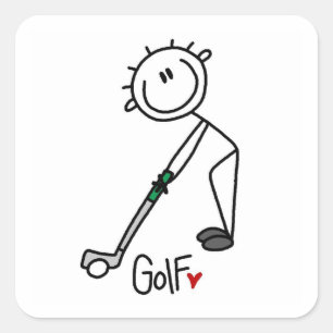 Einfacher Stockfigur-Golfer Quadratischer Aufkleber
