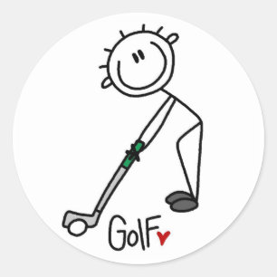 Einfacher Stockfigur-Golfer Runder Aufkleber