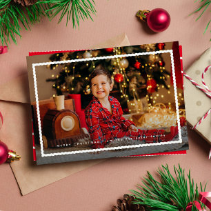 Einfacher süßer Rahmen Weihnachtsfoto Feiertagskarte