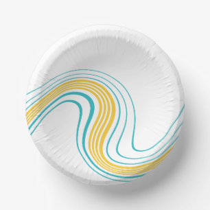 Einfacher Swirl - Türkis und Gelb Pappteller