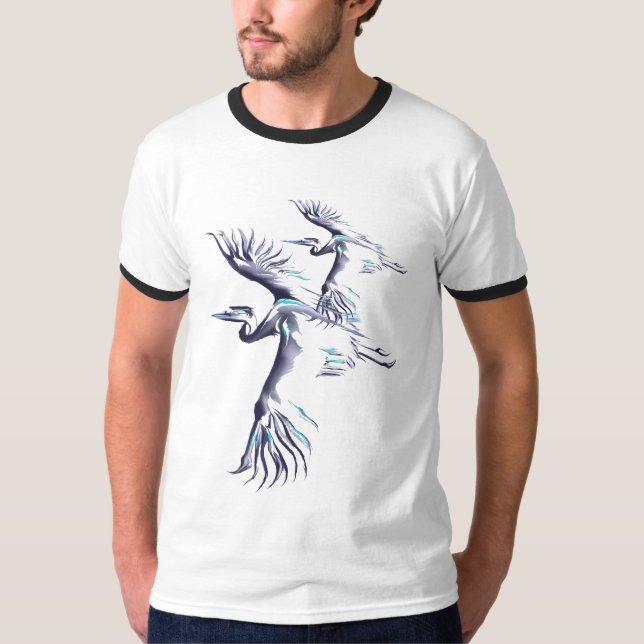 Einfacher T - Shirt des Reiher-2 (Vorderseite)