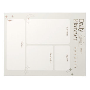 Einfacher Tagesplaner mit Anmerkungen und Erinneru Notizblock