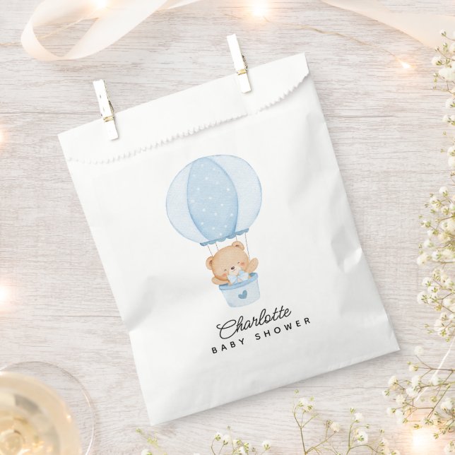 Einfacher Teddybär Blauer Ballon Geschenktütchen (Ausgeschnitten)
