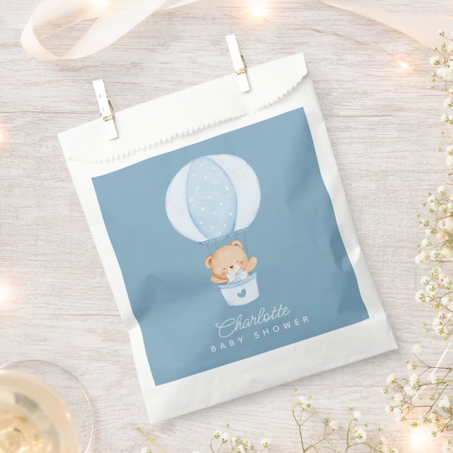 Einfacher Teddybär Blauer Ballon Geschenktütchen (Ausgeschnitten)