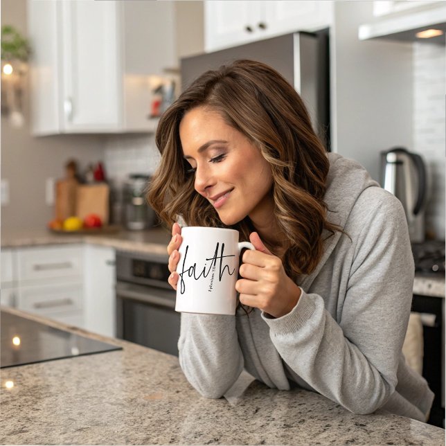 Einfacher Text der Black Faith Bible Verse Calligr Kaffeetasse (Von Creator hochgeladen)