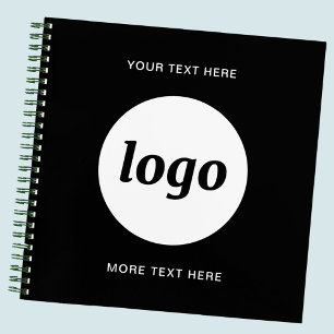 Einfacher Text für Logos Werbefilm Schwarz Notizbuch