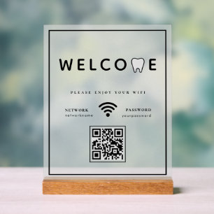 Einfacher Tooth Logo Willkommen WIFI QR Code Acrylschild